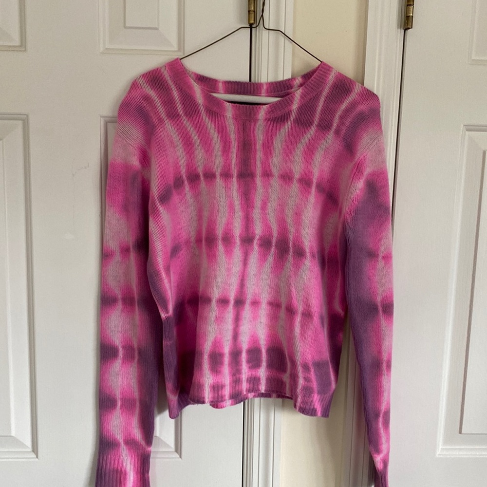 AQUA cashmere - pink tie dye sweater - size small